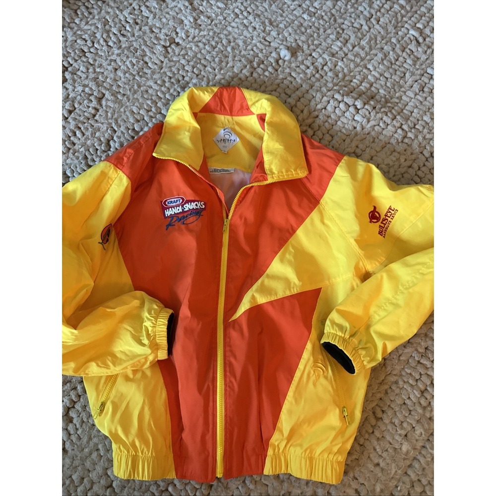 Racing Jacket XL JMN Made In USA Yellow Orange Kraft Handi Snacks Racing VTG
